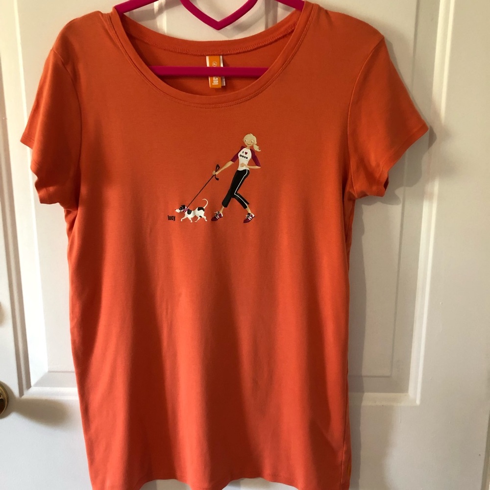 Lucy I Love Dogs Orange Graphic Tee XL  a0003
